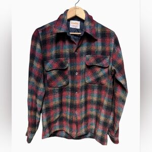 Vintage LimeLite Italy Woodland Wool Plaid Lumberjack Shirt Men's Size SMALL